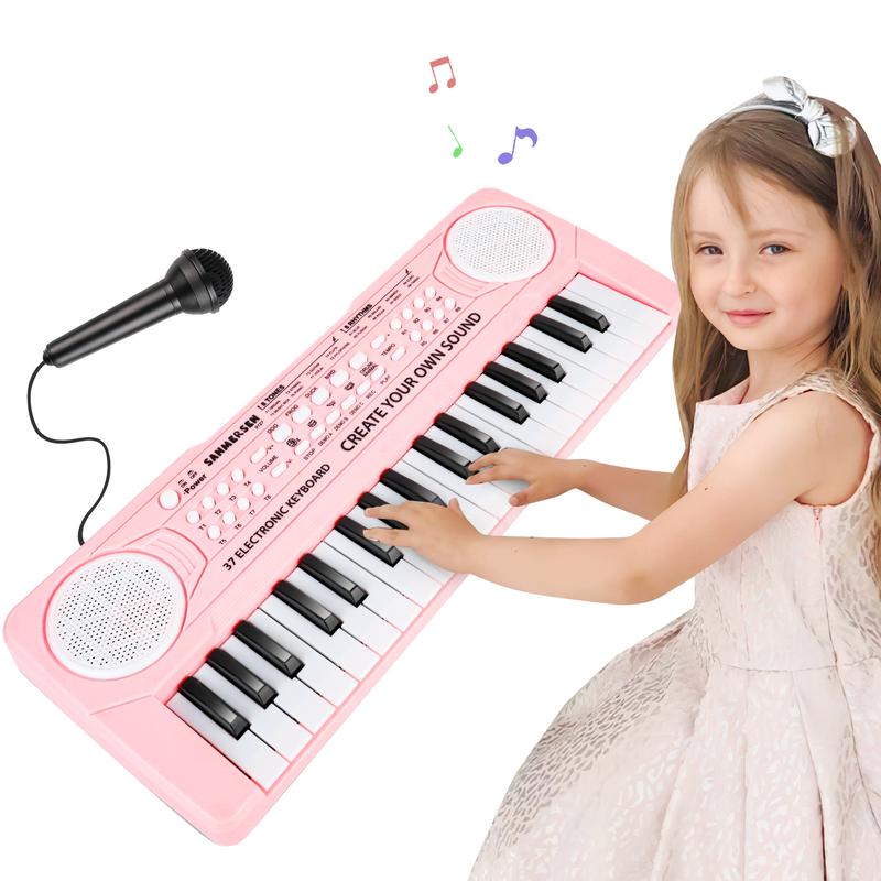 M SANMERSEN Keyboard Piano for Kids 37 Keys Music Piano with Microphone Portable Musical Toy Electronic Piano Birthday Gifts for Girls Ages 3 4 5 6