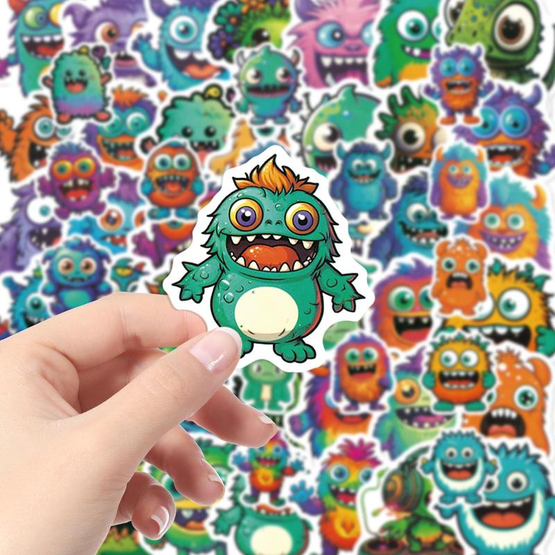 Monster Pattern Sticker, 49pcs set Cute Monster Decorative Sticker, DIY Decals for Water Bottle, Laptop, Phone Case, Scrapbooking, Journal Making