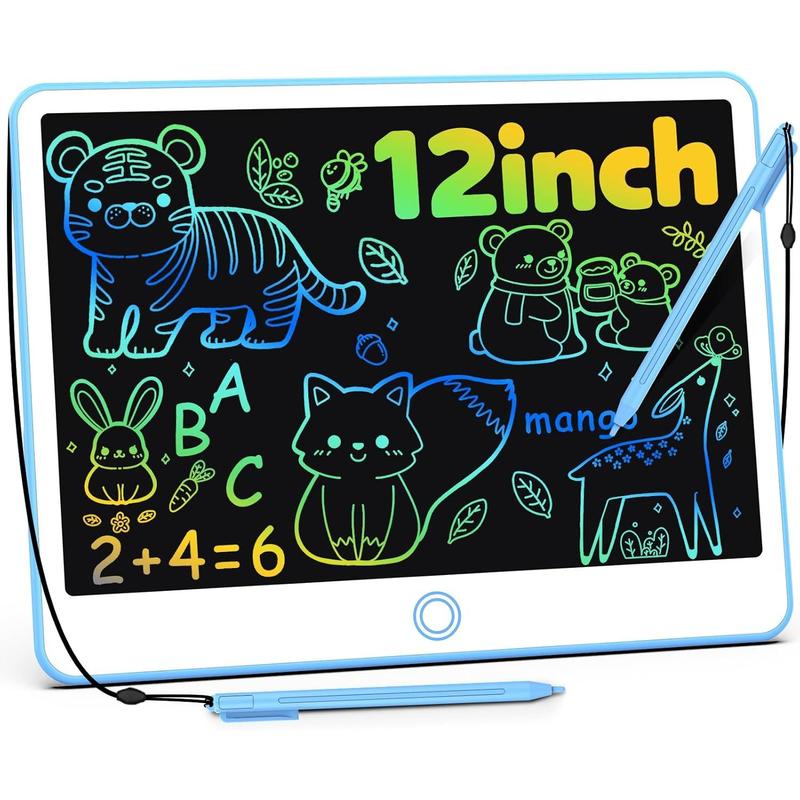 LCD Writing Tablet for Kids, 12 Inch Erasable Doodle Board Colorful Toddler Drawing Pad Mess Free Coloring Board Games Toys Gifts for Toddlers Boys Girls Adults