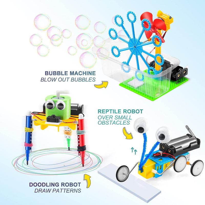 STEM Robotics Kit, 6 Set Electronic Science Experiments Projects for Kids, Learn by Playing, Boys Toys Ages 7 8 9 10 11 12 Years, DIY Engineering Robotic Building Kits for Boys