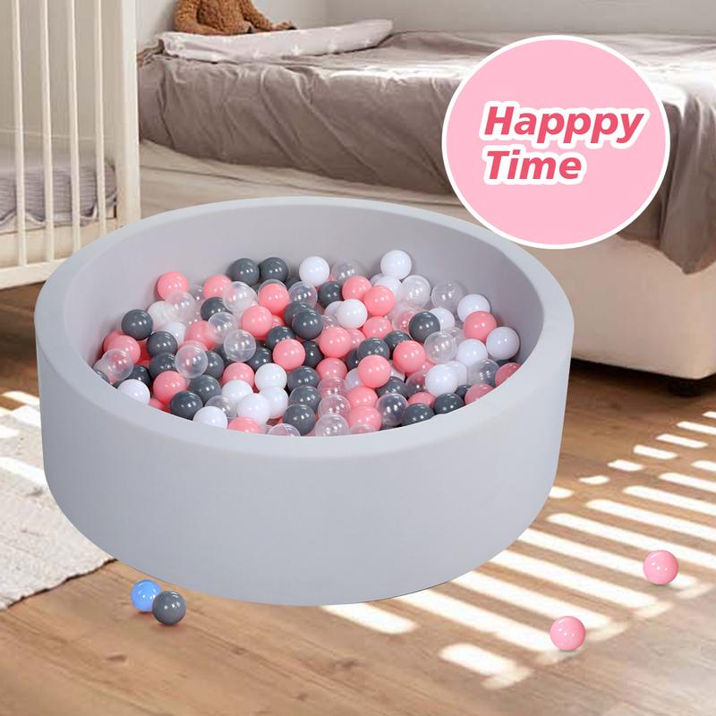 Round Foam Ball Pit for Kids - Large Soft Play Ball Pool with Memory Foam for Indoor & Outdoor Fun, Perfect Gift for Children (Gray)