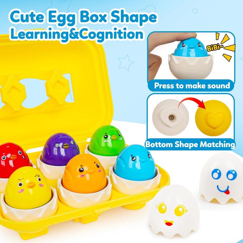 Egg toys for kids, learn color shape sorting fine motor skills matching eggs puzzle game Easter birthday gift, toys gifts for boys and girls