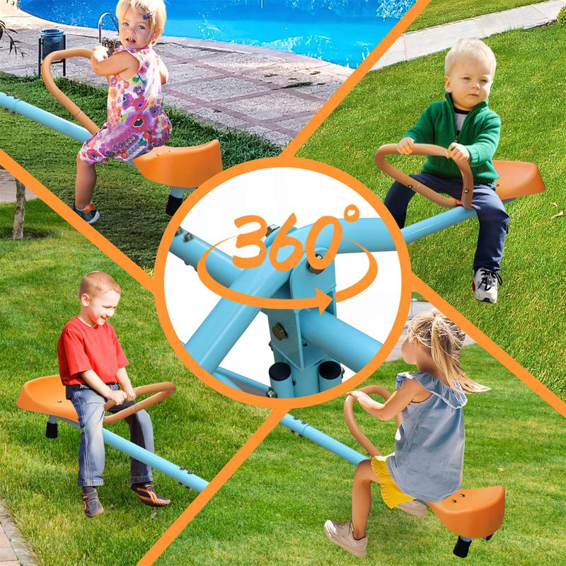 Outdoor Kids Spinning Seesaw Sit and Spin Teeter Totter, Outdoor Playground Equipment for backyard,Sturdy Frame & Durable Material, for kids 3-8 years