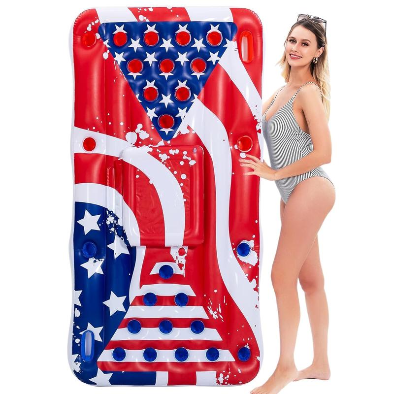 Inflatable Pool Lounge Floating Pong Floats for Adults Party Summer Pool Floats,Water Games Lounge Float with Cooler