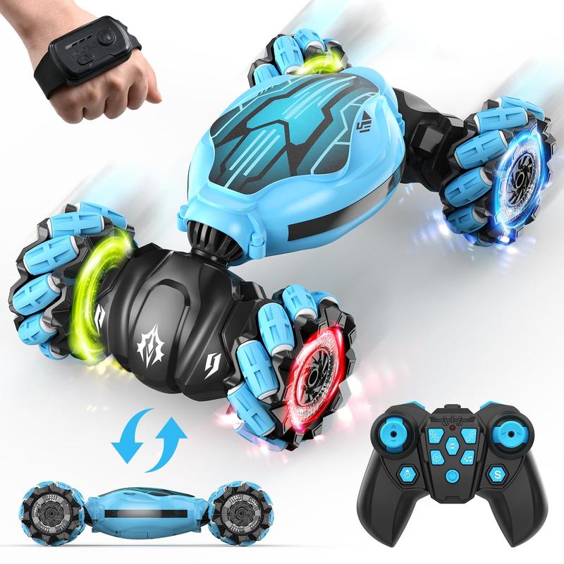 ATTOP Gesture Sensing RC Stunt Car Toys for Boys Girls, Large 4WD 2.4GHz Remote Control Car, Double Sided Rotating RC Car with Lights Music, Transform Hand Controlled Car  Birthday Gift