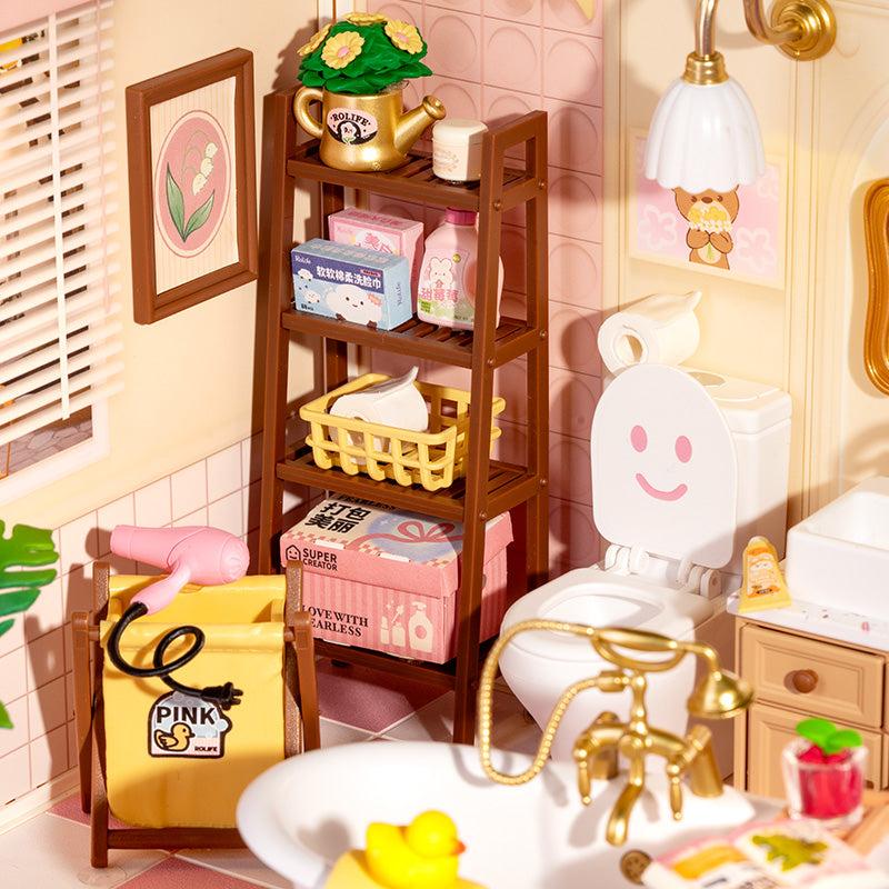 Rolife Pop Bubble Bathroom DIY Miniature House Kit DW014B with LED Lights Plastic Craft Kit & Fun Decorative Ornament