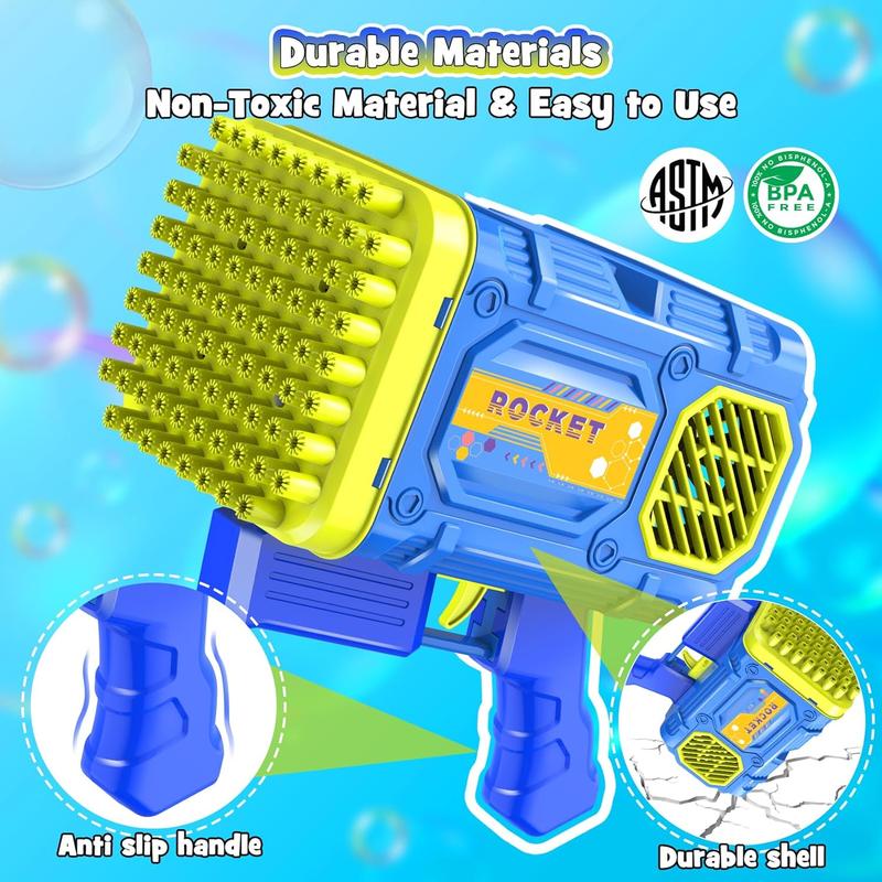 Christmas 2024 Gifts for Kids 86-Hole Bubble Blaster Bubble Machine Gun Automatic Toy Gifts for Kid: Bubble Guns with LED Lights - Outdoor Party & Wedding Toy - Birthday Gifts Multi-Hole Bubble Machine with Solution Automatic Bubble