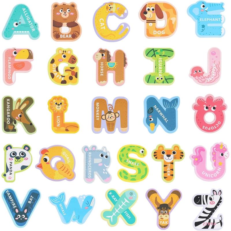 26PCS Large Magnetic Letters, Cute Animal Letters ABC Magnets Colorful Capital Toys, Used for Refrigerator Education Spelling Learning Games