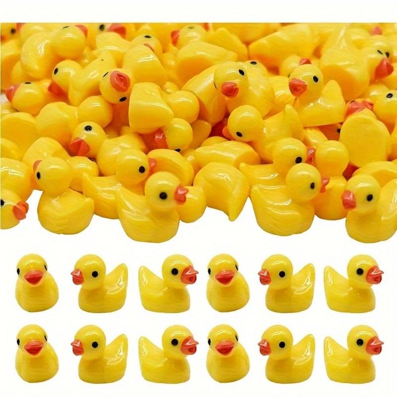 Cute Cartoon Ornaments, 50pcs set Mini Resin Duck, DIY Craft Doll House Decoration for Birthday Party, Summer Gift, Home Decor, Room Decor