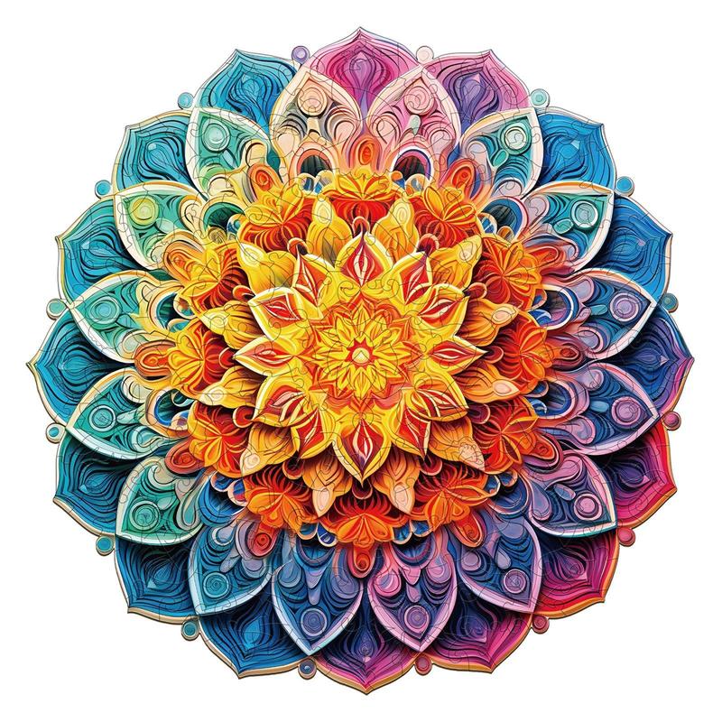 Mandala Mirror Wooden Jigsaw Puzzle - Classic Toy for Children and Adults