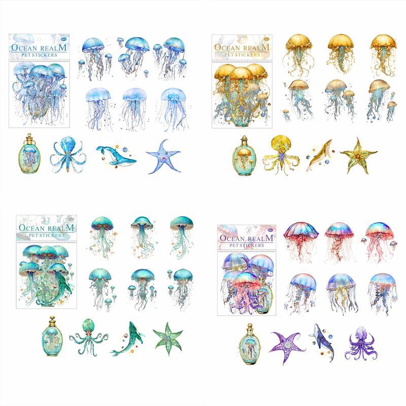 Ocean Life Themed Decorative Sticker, 20pcs set Ocean Animals Pattern Sticker, DIY Decorative Sticker for Scrapbook & Labeling & Diary