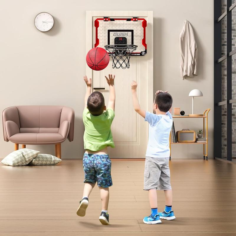 Red Basketball Hoop Indoor , Basketball Hoop for Door with 4 Balls, Indoor Mini Basketball Hoop, Basketball Game Toys