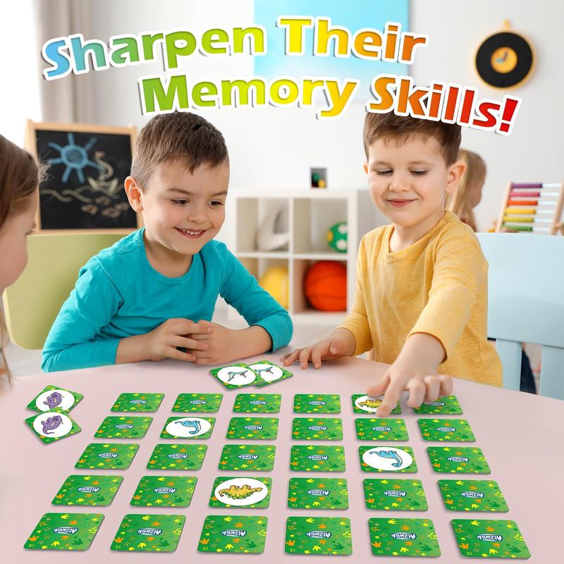 Aizweb Match Game,Memory Game,Dinosaur Toys 32 Pcs young learner Card Games for Boys Girls young learner,Flash Cards for   Learning Activities,Educational Toys Homechool Supplies