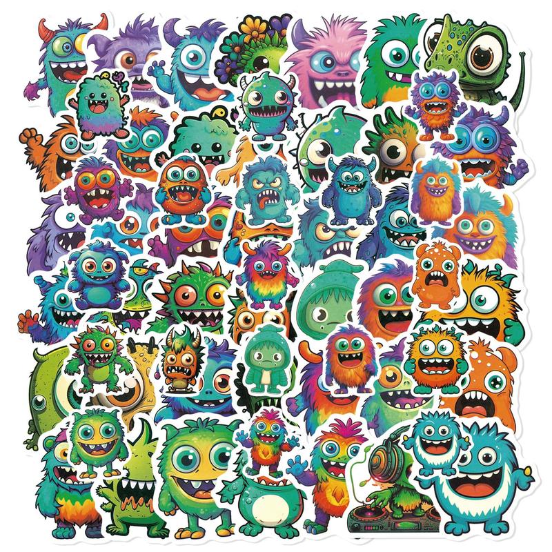 Monster Pattern Sticker, 49pcs set Cute Monster Decorative Sticker, DIY Decals for Water Bottle, Laptop, Phone Case, Scrapbooking, Journal Making