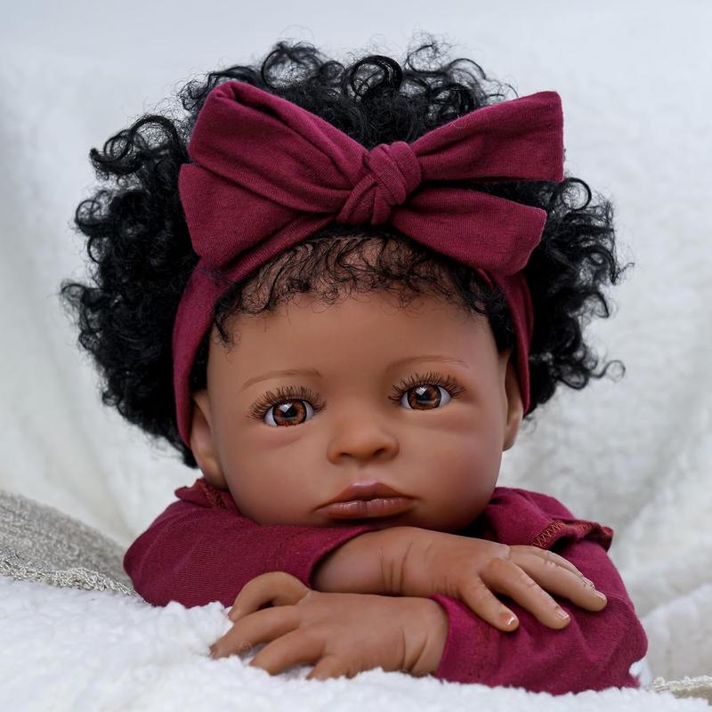 BABESIDE Lifelike Reborn Black Girl- 18-Inch Realistic Newborn Real Life Baby Dolls with Clothes and Toy Gift for Kids Age 3+ - Tina