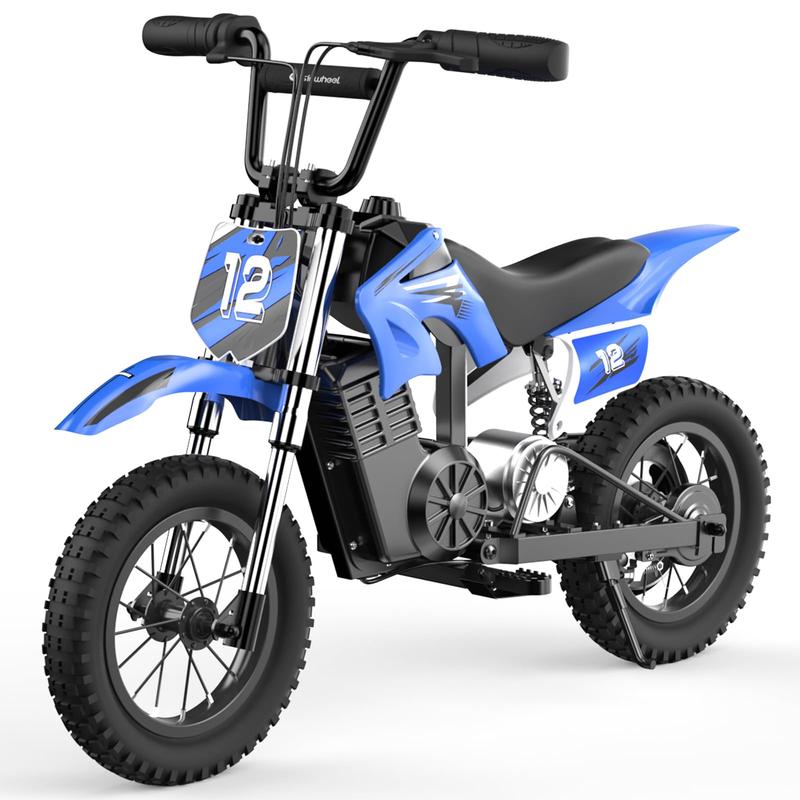 isinwheel A12 Electric Dirt Bike for Kids, 350W Motor,  Up to 15.5MPH,14 Miles Long-Range, 3-Speed Modes, LED Lights, Dual Shock Absorption, Electric Kids Motorcycle for Ages 3-10