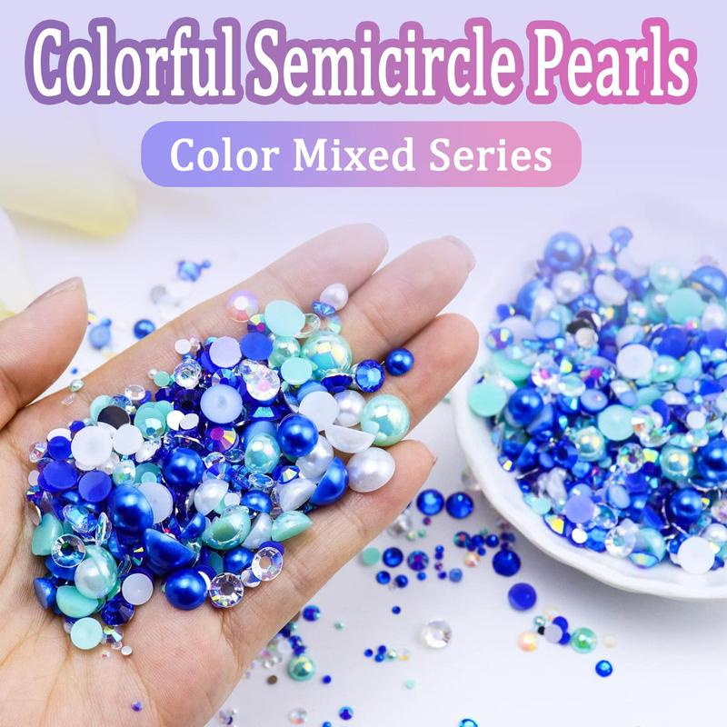 Mixed Color Faux Pearl & Rhinestone, 1200pcs box DIY Materials For Nail Art, Face Body Art Crafts, Jewelry Decoration