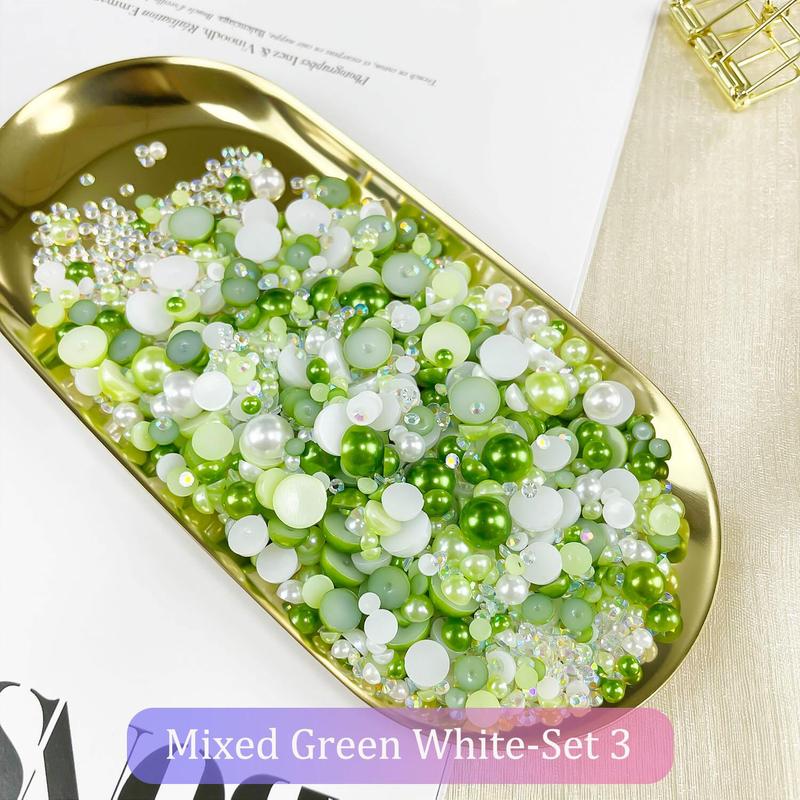 Mixed Color Faux Pearl & Rhinestone, 1200pcs box DIY Materials For Nail Art, Face Body Art Crafts, Jewelry Decoration