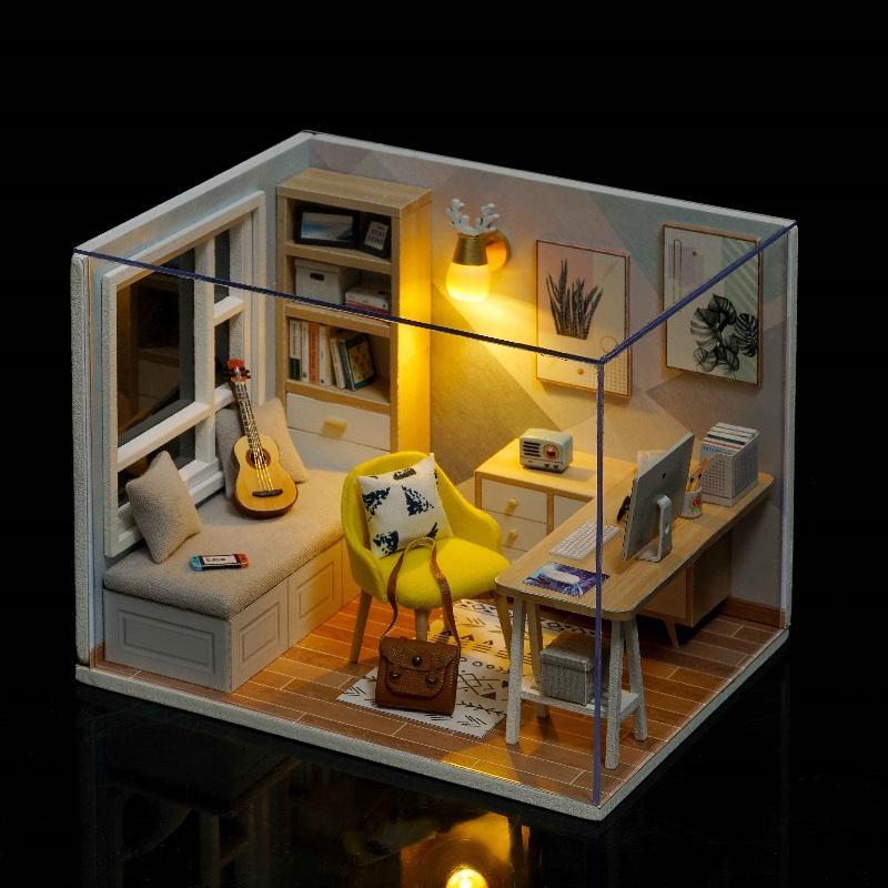 DIY Wooden DIY Miniature House Kit, 1 Box DIY Miniature Book Nook Kit, 3D Puzzle, Birthday Gifts for Teenagers and Adults, Home Decor Micro Model