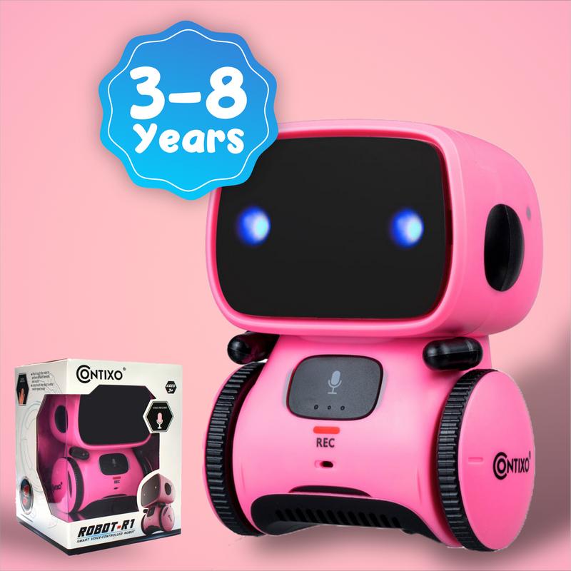 Contixo R1 Interactive Robot for Kids | Voice Control, Singing, Dancing | Ages 3+ | Fun Gift with Gesture Sensing in Pink, Blue, Green