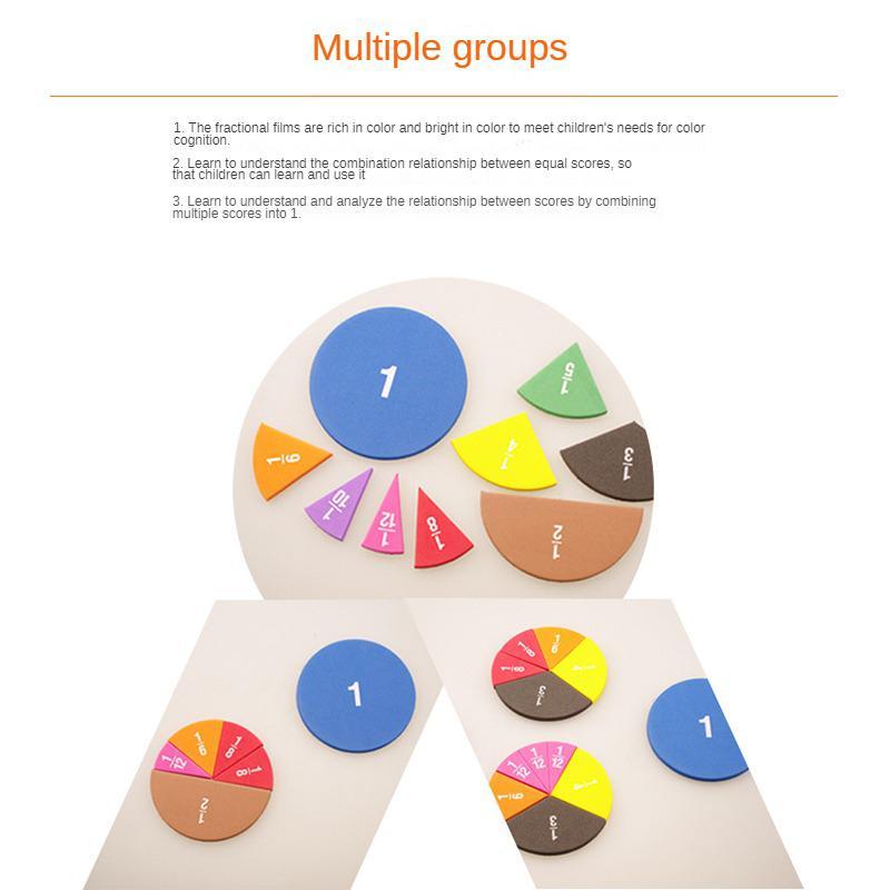 9pc set Math Circle, Fractional Addition and Subtraction Circle, Math Teaching Tool for Kids, Educational Supplies