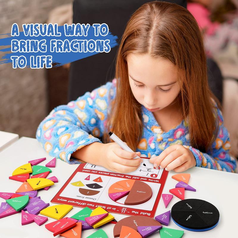 Magnetic Fraction Tiles & Fraction Circles Activity Set - Math Manipulatives for Elementary School - Fraction Magnets & Resources - Fraction Strips & Bars