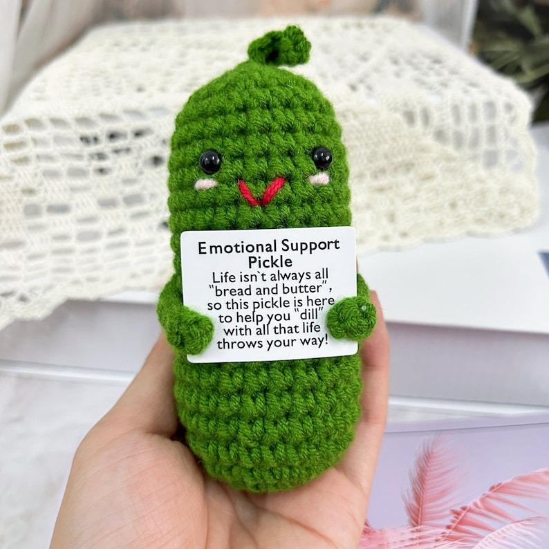 2PCS Gift Set Handmade Crochet Pickle with Warmming Sunflower-Emotional Support Pickle-Emotional Support Plant-Caring Gift-Mother's Day Gift