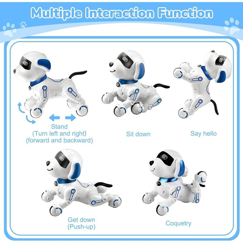 Remote Control Robot Dog Toy, Interactive RC Dog Robot Toys for Kids, Programmable Smart and Dancing Robot Toy, Imitates Animals Mini Pet Dog Robot with Sound and LED Eyes