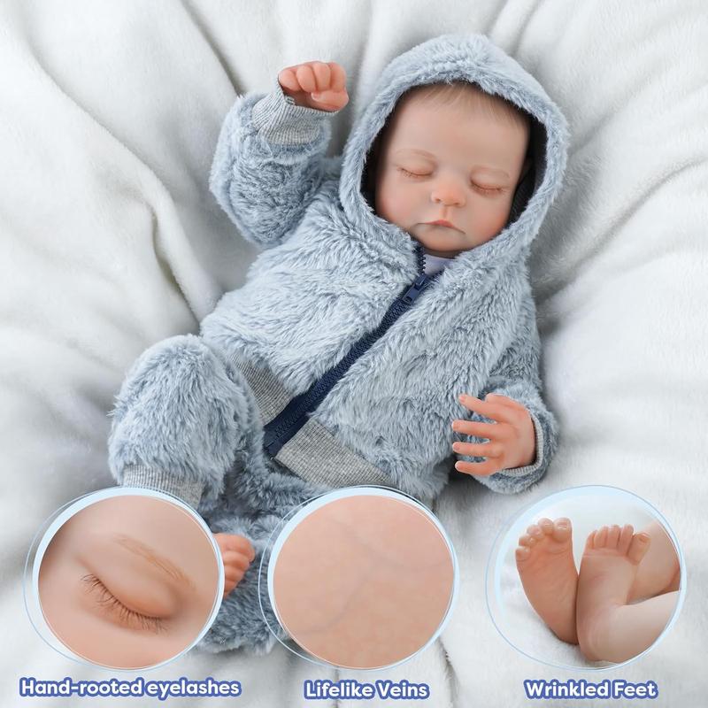 BABESIDE Lifelike Reborn Baby Dolls Boy - 17 inches Full Body Vinyl Anatomically Correct - Realistic Newborn Baby Dolls - Real Life Baby Doll Baby Boy with Feeding Kit Gift Box for Kids