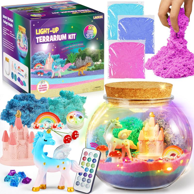 Unicorn Gifts for Girls - Unicorn Terrarium Kit for Kids - Birthday Gift for Girls Ages 4 5 6 7 8-12 Year Old - DIY Unicorn Toys for Girls - Arts and Crafts Kit for Kids - Best Girls Presents Stuff