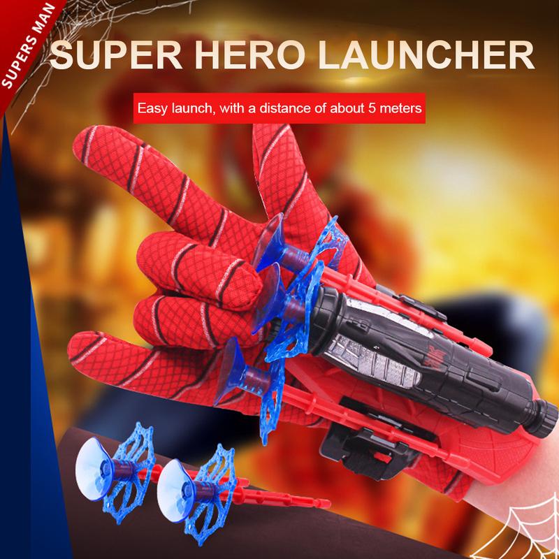 Spider Web Shooter Toy for Kids, Spider Gloves Launcher Cosplay Costume Props Party Supples Superhero Spider Role-Play Toy