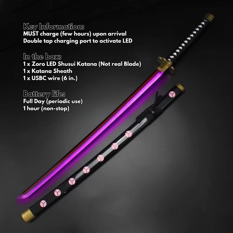 Zoro Katana LED, One Piece Inspired, Model Shusui, Anime-Inspired Prop