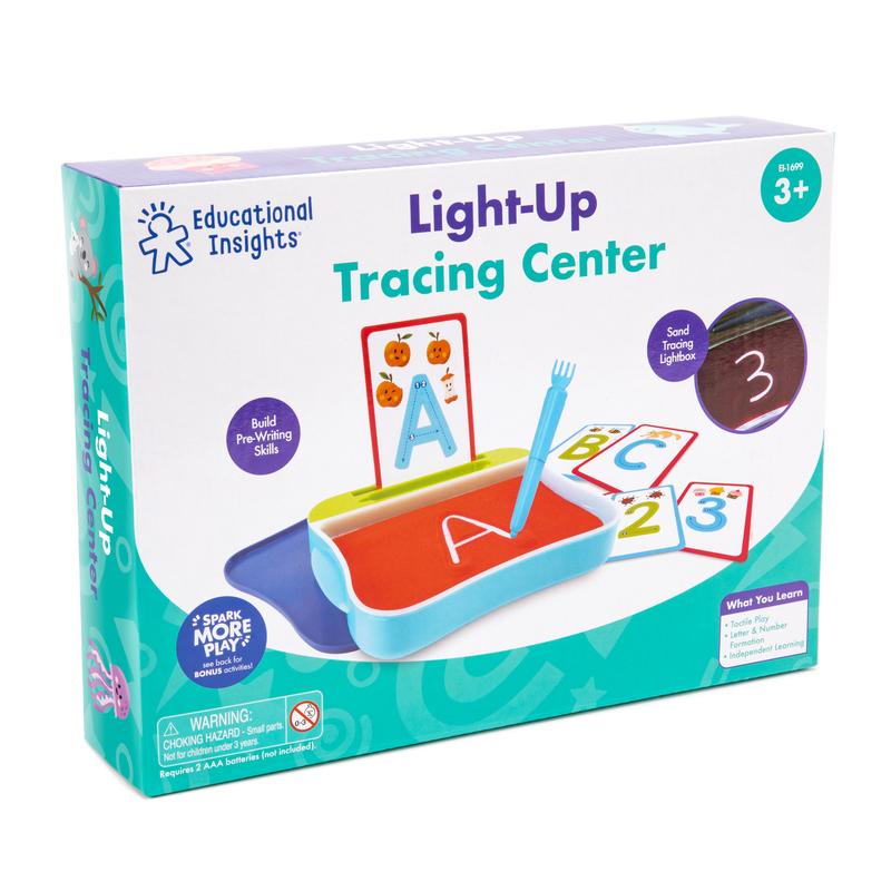 Educational Insights Light-Up Tracing Center Alphabet Activity Set, Montessori Sand Tray, Learn to Write Letters, Ages 3+