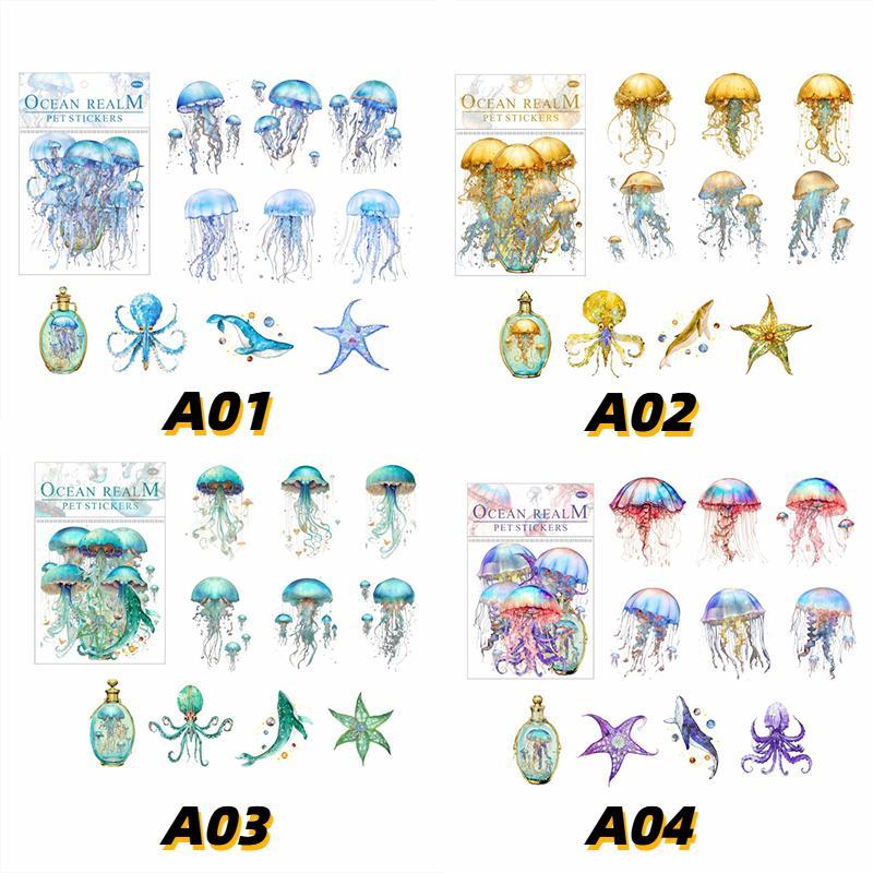 Ocean Life Themed Decorative Sticker, 20pcs set Ocean Animals Pattern Sticker, DIY Decorative Sticker for Scrapbook & Labeling & Diary