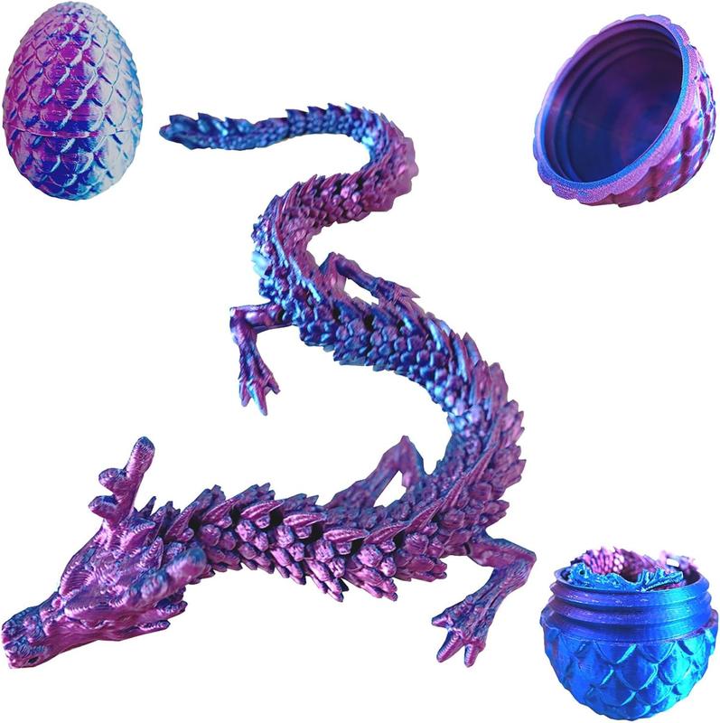 3D Printed Dragon in Dragon Egg,Flexible Joints Full Articulated Dragon with Egg,Office Home Decor Executive Desk Toys