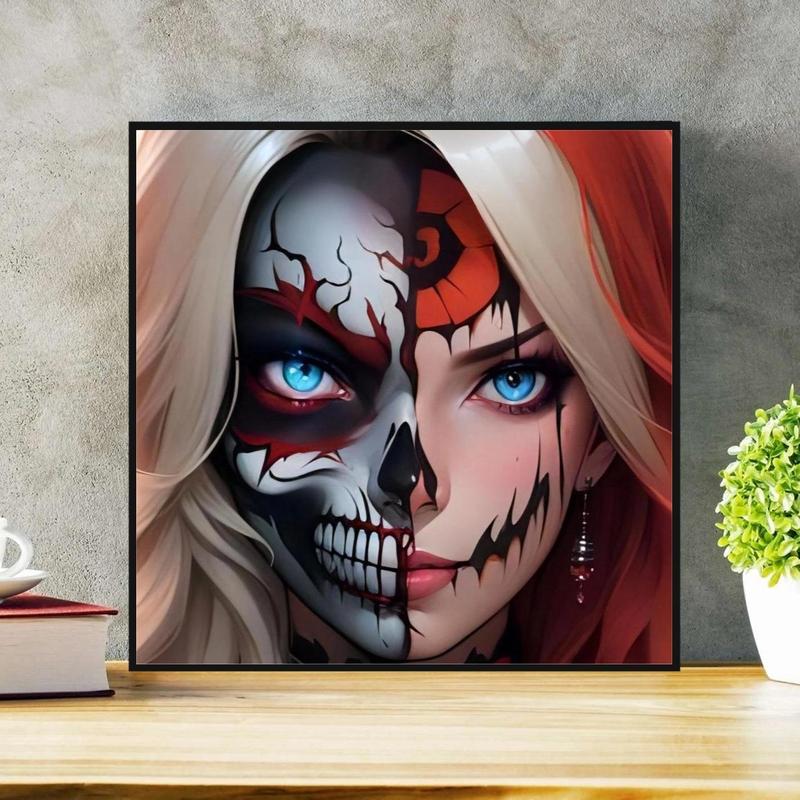 DIY Artificial Rhinestones Arts Painting Kit Without Frame, Two-faced Girl Pattern DIY Painting, Handmade Craft Wall Art Decoration