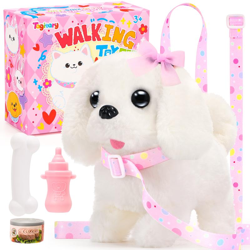 Plush Toys Walking Dog Toys That Can Walk, Bark and Wag Tail,Interactive Electronic Pet Toys Puppy with Leash,Easter Christmas Birthday Gift