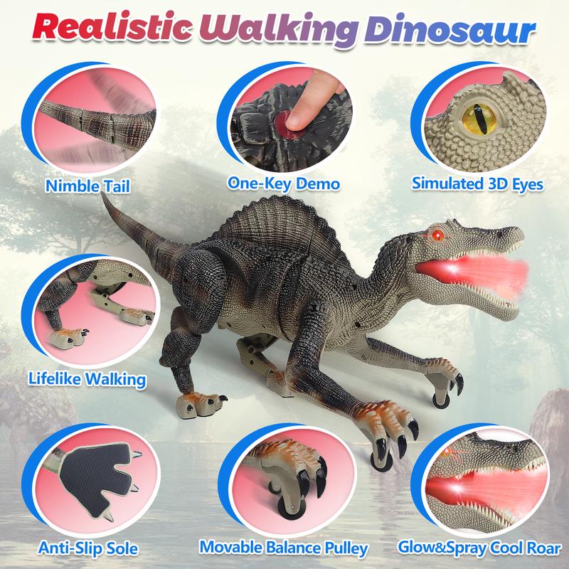 Remote Control Jurassic Dino: Spinosaurus vs T-Rex, Swift Movement & Water Spray, Ideal Boys' Gift