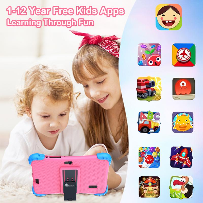 Kids Tablet 7 inch Android 12 Toddler Tablet Childrens Tablet for Kids 2-13 Quad-Core 2+32GB WiFi Bluetooth Dual Camera Parental Control with Drop-Proof Toddler Tablet Case Android Educational Gaming Tablet