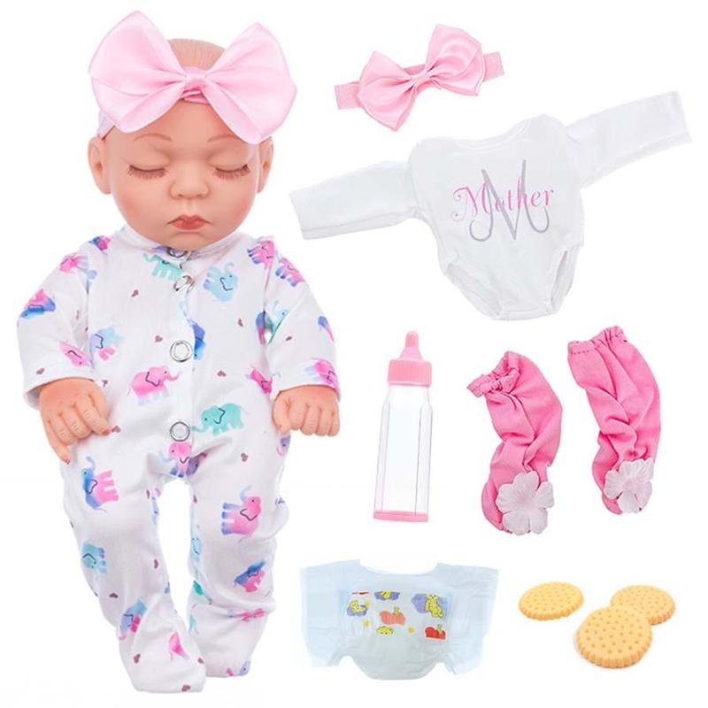 10 Inch Lifelike Newborn Teenager Doll, 1 Set Realistic Simulated Dolls with Bottles & Biscuits & Nappies, Soft Squeezable Children's Body Dolls, Stocking Fillers Gift