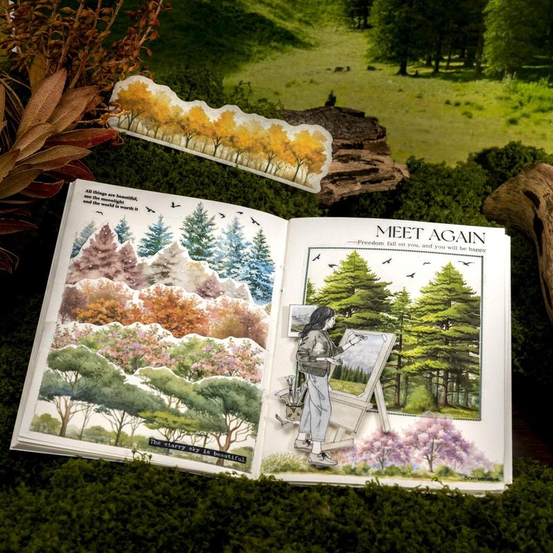 Forest Tree Shadow Pattern Sticker, 20pcs pack Scrapbooking & Stamping Sticker, DIY Decorative Sticker for Scrapbooking & Journal Making