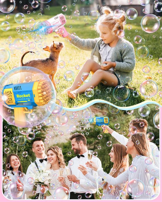 Bubble Machine Gun for Kids Toddlers with Bubble Solution, Toys for 3-8 Year Old Boys Girls, Toddler Outdoor Toys for Kids Ages 4-8, Gifts for 3 4 5 6 7 8 Year Old Boy Girl Birthday, Summer Toys