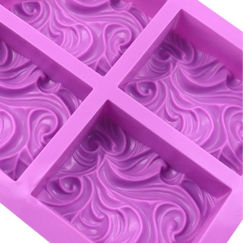 4-cavity Wavy Flower Silicone Soap Mold, DIY Handmade Soap Mold, Candle Mold, Essential Oil Soap Mold for Home Use