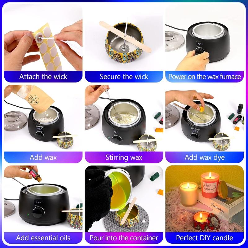 Candle Making Kit with Hot Plate Full Set - for Adult - DIY Starter Soy Candle Making Supplies -  as Home Decorations