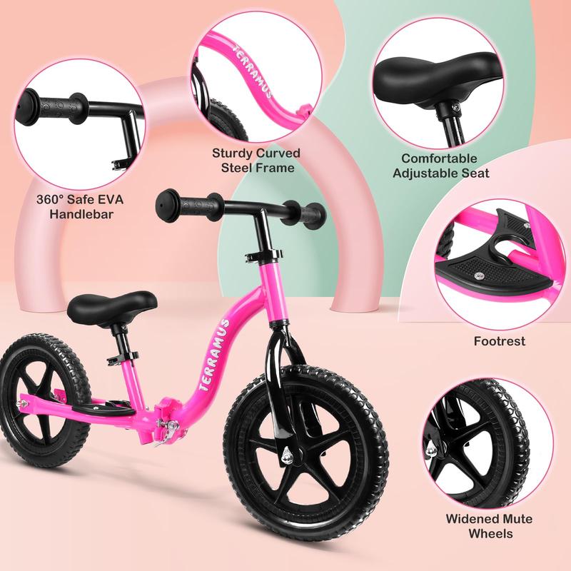 TERRAMUS Kids Balance Bike 2 Year Old, Toddler Bike for 24 Months to 5 Years Old Girls Boys, Early Learning Interactive Push Bicycle with Steady Balancing, Birthday Gift with Adjustable Handlebar Seat balance bike