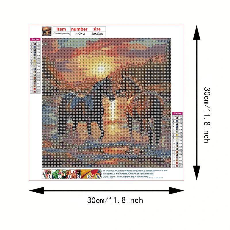 Horse Pattern DIY Diamond Arts Colorful Painting Kit without Frame, DIY Decorative Art Picture for Beginner, Wall Art Decor for Home Living Room Bedroom