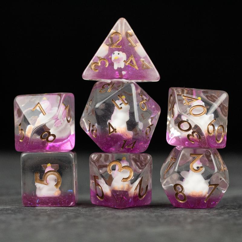 Pink Unicorn Inclusion DnD Dice Set - Dice for Dungeons and Dragons, D&D Dice, RPGs