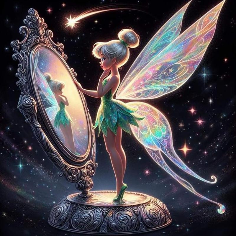 Disney Wanmiao Fairy Pattern DIY Diamond Art Colorful Painting Kit without Frame, DIY 5D Diamond Art Decorative Painting Kit, Wall Art Decor for Home