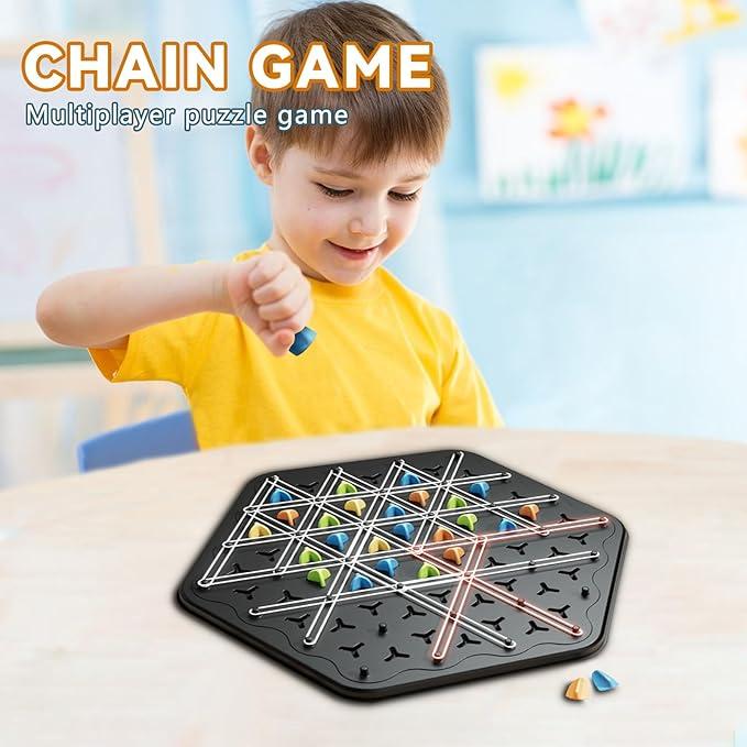 Chain Triangle Chess Game,Family Games for Kids and Adults,,Educational Desktop Chain Chess,Chain Triangle Chess Game- Family Fun Night Chess Set, Family Interactive Board Game,Triggle Board Game,Territory Capture Family Game