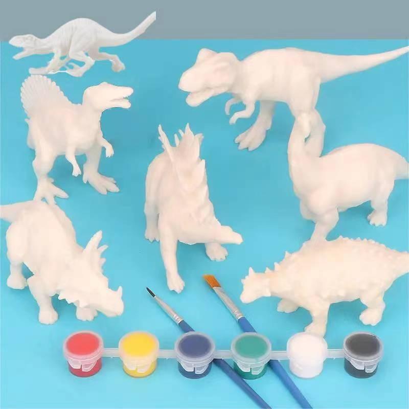 Mixed Size Dinosaur Painting Toy Kit, 17pcs set Cute Dino Figurines Coloring Toy Set, Colorful Hand Painted Art Crafts, Creative Gift Birthday Gift